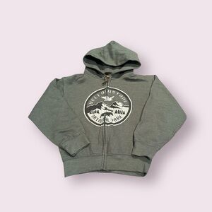 Kids Forest Green Zip Front Hoodie with Yellowstone National Park Graphic Sz 6/8